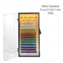 Glitter eyelashes 0,15 x 11mm, D-Curl 100%
