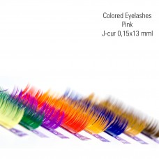 Colored eyelashes pink 0,15x13mm, J-Curl